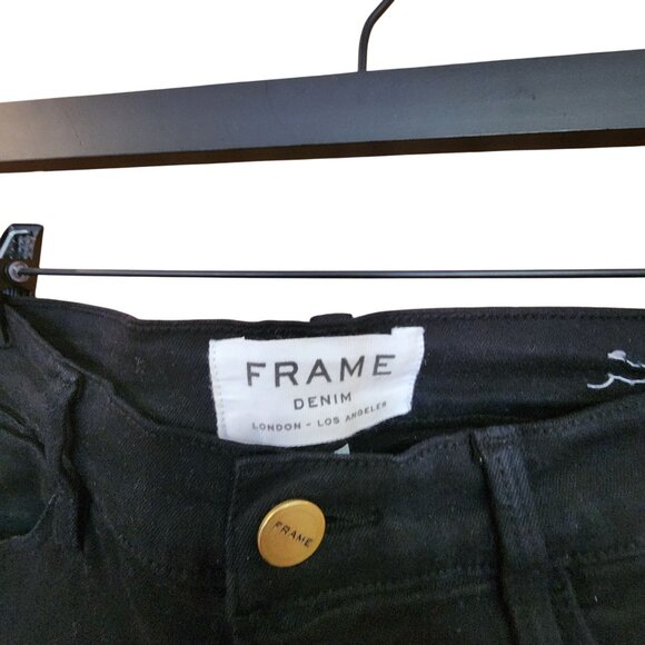 Frame Le High Skinny Denim Womens Black Skinny Jeans Raw Hem Size 29 - Picture 4 of 4